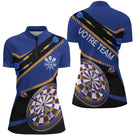 Polo Fléchettes Personnalisé – Cible Élégante Bleu - Polo Zippé Femme
