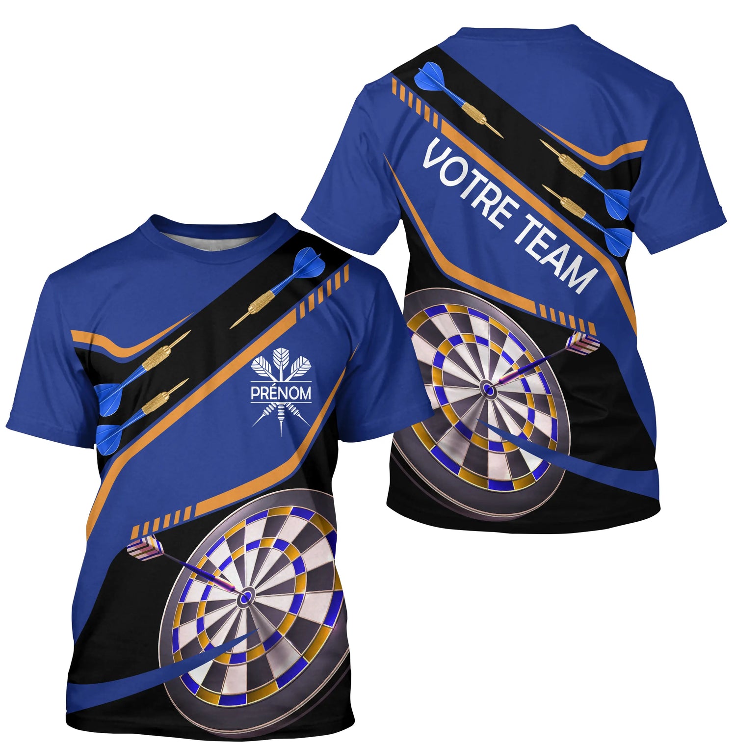 Polo Fléchettes Personnalisé – Cible Élégante Bleu - T-Shirt Homme