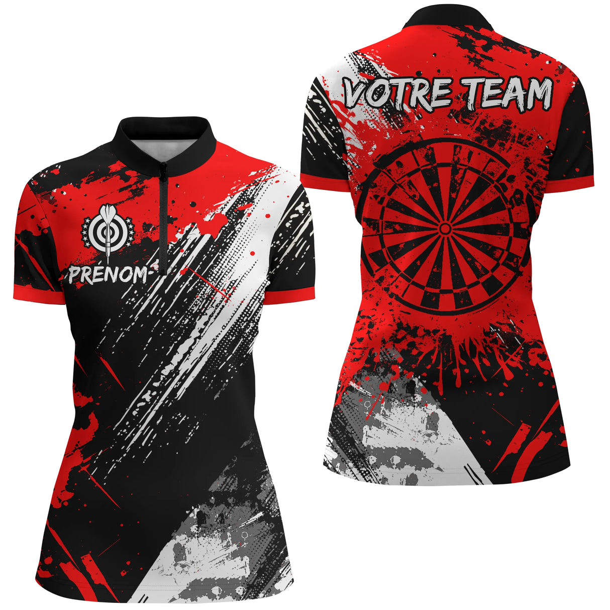 Polo Fléchettes Personnalisé – Classique Effet Graffiti Sportif - Polo Zippé Femme