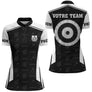 Polo Fléchettes Personnalisé Club - Flammes Noir & Blanc - Polo Zippé Femme