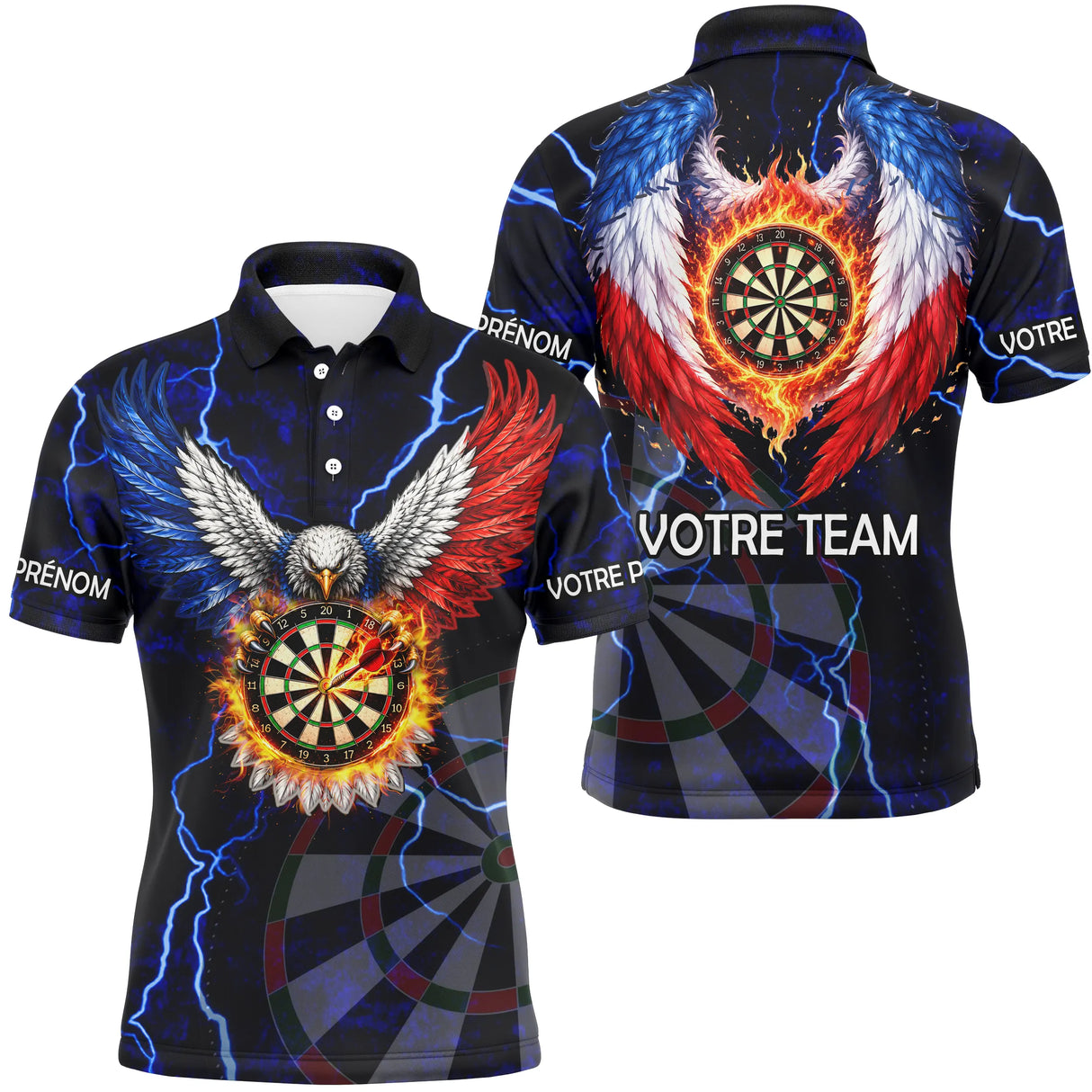 Polo Fléchettes Personnalisé – Design Aigle & Drapeau Français - Polo Homme