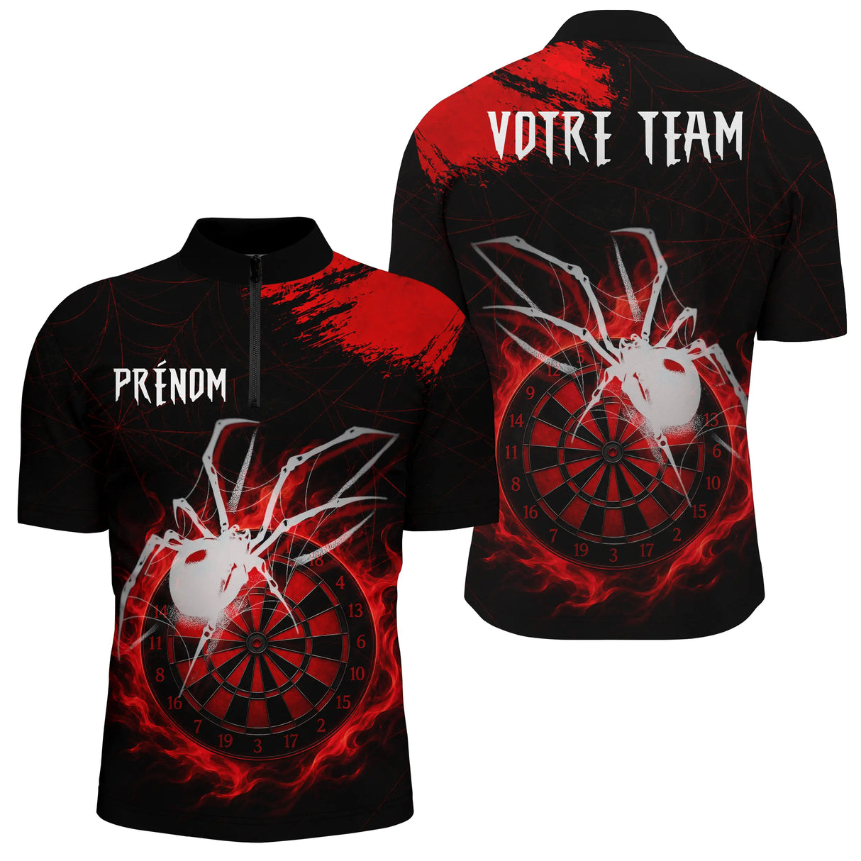 Polo Fléchettes Personnalisé – Design Araignée Flamboyante - Polo Zippé Homme