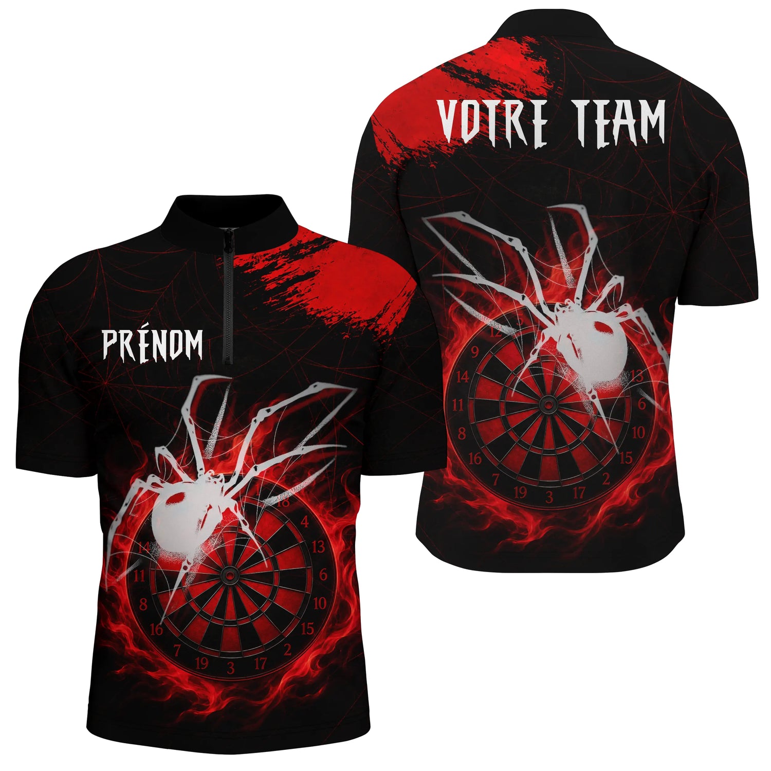 Polo Fléchettes Personnalisé – Design Araignée Flamboyante - Polo Zippé Homme