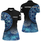 Polo Fléchettes Personnalisé – Design Bleu Abstrait - Polo Zippé Femme