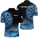 Polo Fléchettes Personnalisé – Design Bleu Abstrait - Polo Zippé Homme
