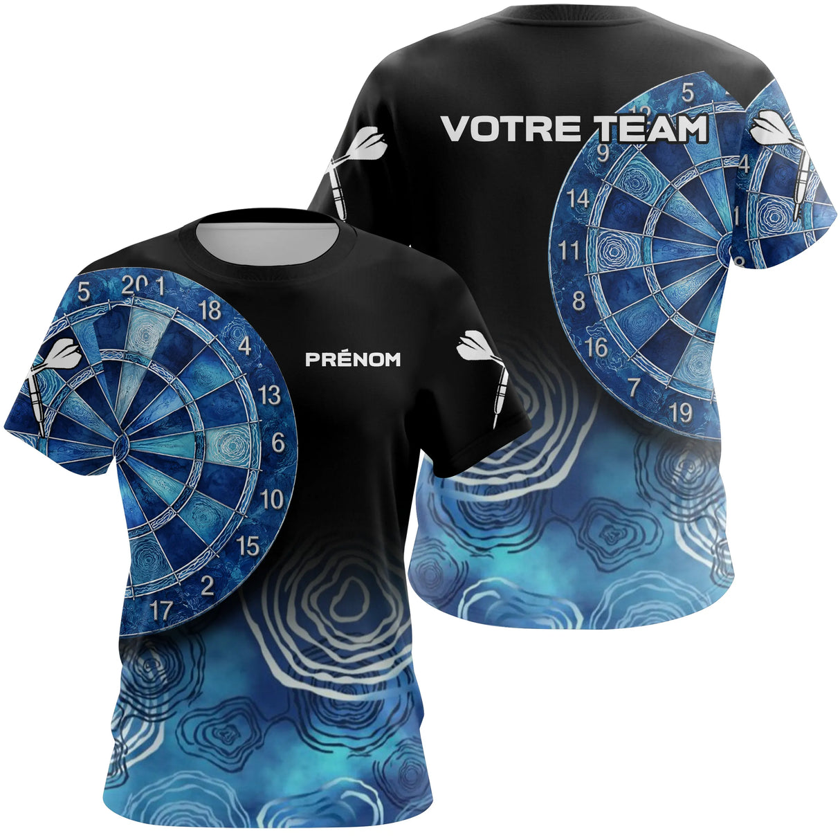 Polo Fléchettes Personnalisé – Design Bleu Abstrait - T-Shirt Femme