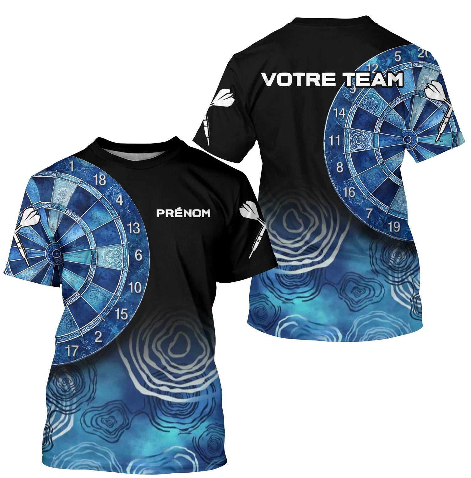 Polo Fléchettes Personnalisé – Design Bleu Abstrait - T-Shirt Homme