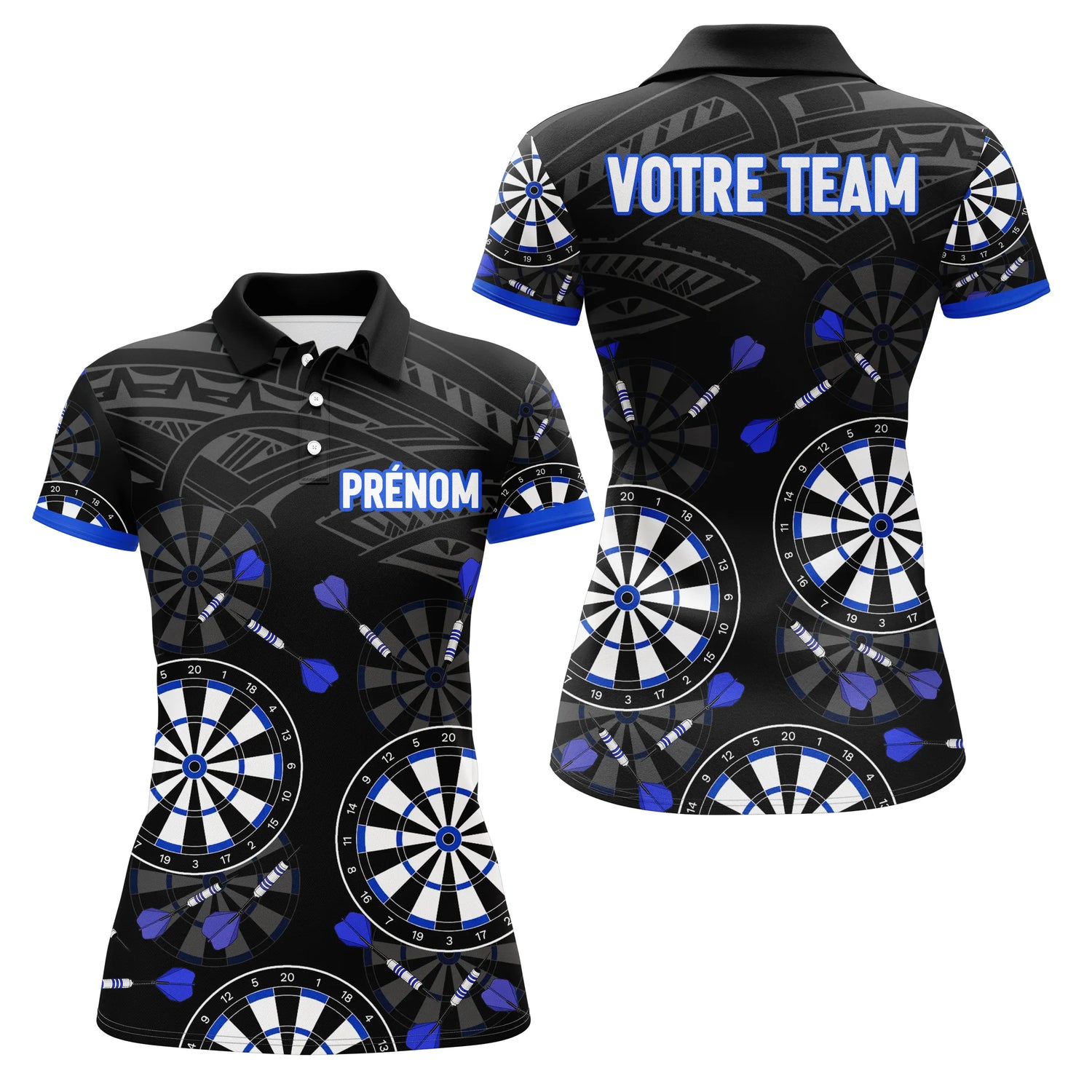 Polo Fléchettes Personnalisé – Design Cibles Bleu Royal - Polo Femme