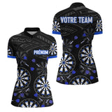 Polo Fléchettes Personnalisé – Design Cibles Bleu Royal - Polo Zippé Femme