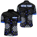 Polo Fléchettes Personnalisé – Design Cibles Bleu Royal - Polo Zippé Homme