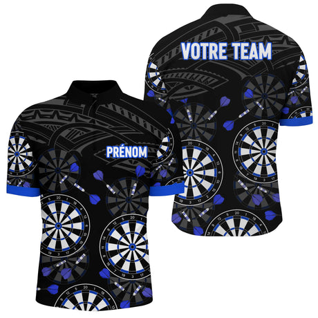 Polo Fléchettes Personnalisé – Design Cibles Bleu Royal - Polo Zippé Homme