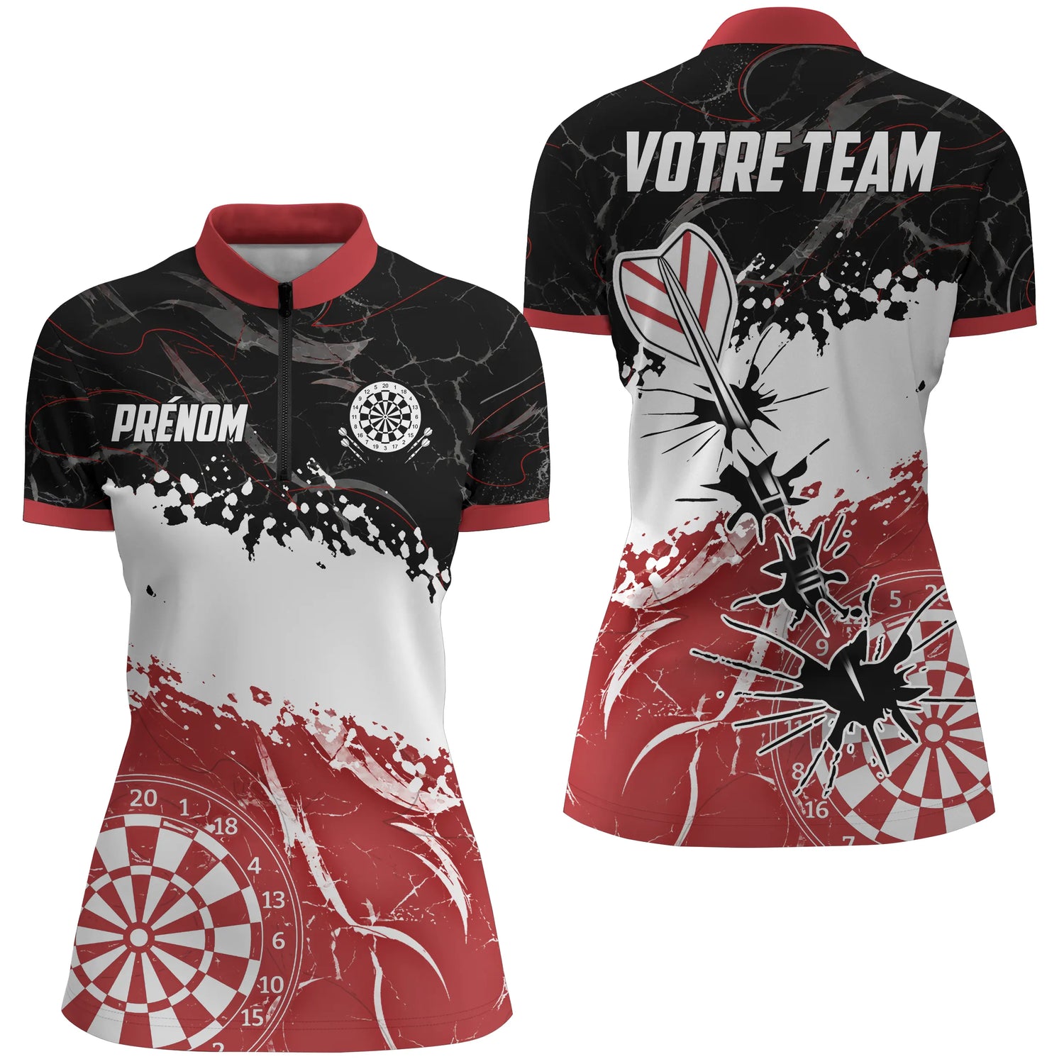 Polo Fléchettes Personnalisé – Design Graphisme Moderne - Polo Zippé Femme