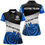 Polo Fléchettes Personnalisé – Design Halftone Bleu - Polo Femme