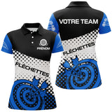 Polo Fléchettes Personnalisé – Design Halftone Bleu - Polo Femme