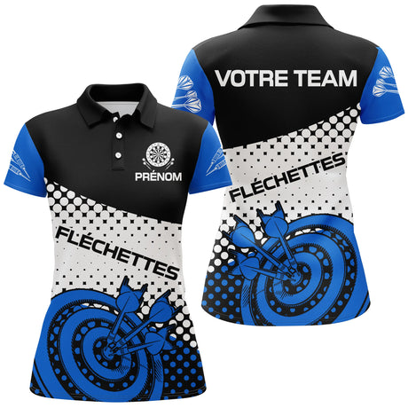 Polo Fléchettes Personnalisé – Design Halftone Bleu - Polo Femme