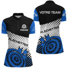 Polo Fléchettes Personnalisé – Design Halftone Bleu - Polo Zippé Femme
