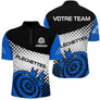 Polo Fléchettes Personnalisé – Design Halftone Bleu - Polo Zippé Homme