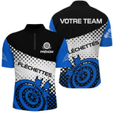 Polo Fléchettes Personnalisé – Design Halftone Bleu - Polo Zippé Homme