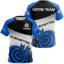 Polo Fléchettes Personnalisé – Design Halftone Bleu - T-Shirt Femme