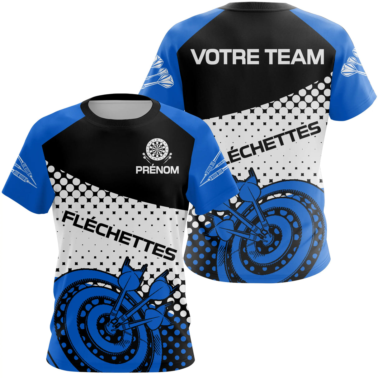 Polo Fléchettes Personnalisé – Design Halftone Bleu - T-Shirt Femme