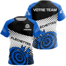 Polo Fléchettes Personnalisé – Design Halftone Bleu - T-Shirt Femme