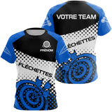 Polo Fléchettes Personnalisé – Design Halftone Bleu - T-Shirt Femme
