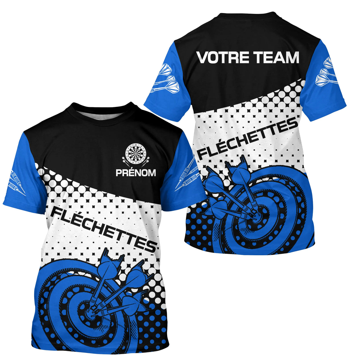 Polo Fléchettes Personnalisé – Design Halftone Bleu - T-Shirt Homme