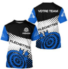 Polo Fléchettes Personnalisé – Design Halftone Bleu - T-Shirt Homme