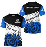 Polo Fléchettes Personnalisé – Design Halftone Bleu - T-Shirt Homme