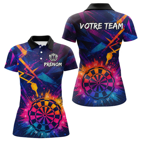 Polo Fléchettes Personnalisé – Design Néon & Cible Électrique - Polo Femme