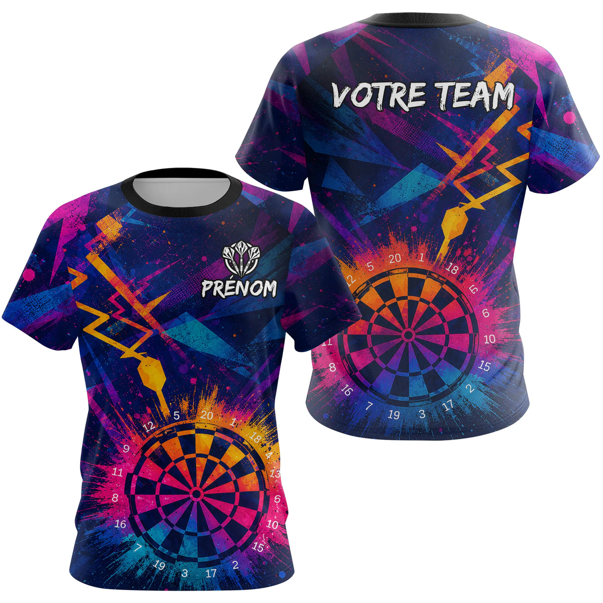 Polo Fléchettes Personnalisé – Design Néon & Cible Électrique - T-Shirt Femme