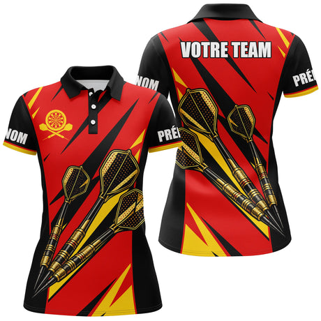 Polo Fléchettes Personnalisé – Design Rouge & Noir Gold Édition - Polo Femme