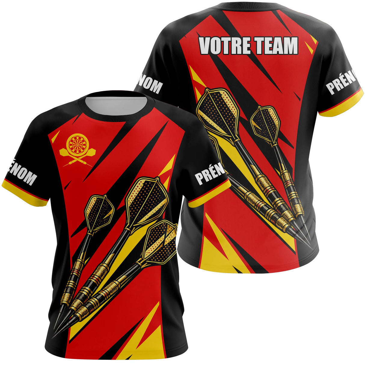 Polo Fléchettes Personnalisé – Design Rouge & Noir Gold Édition - T-Shirt Femme