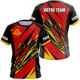 Polo Fléchettes Personnalisé – Design Rouge & Noir Gold Édition - T-Shirt Femme