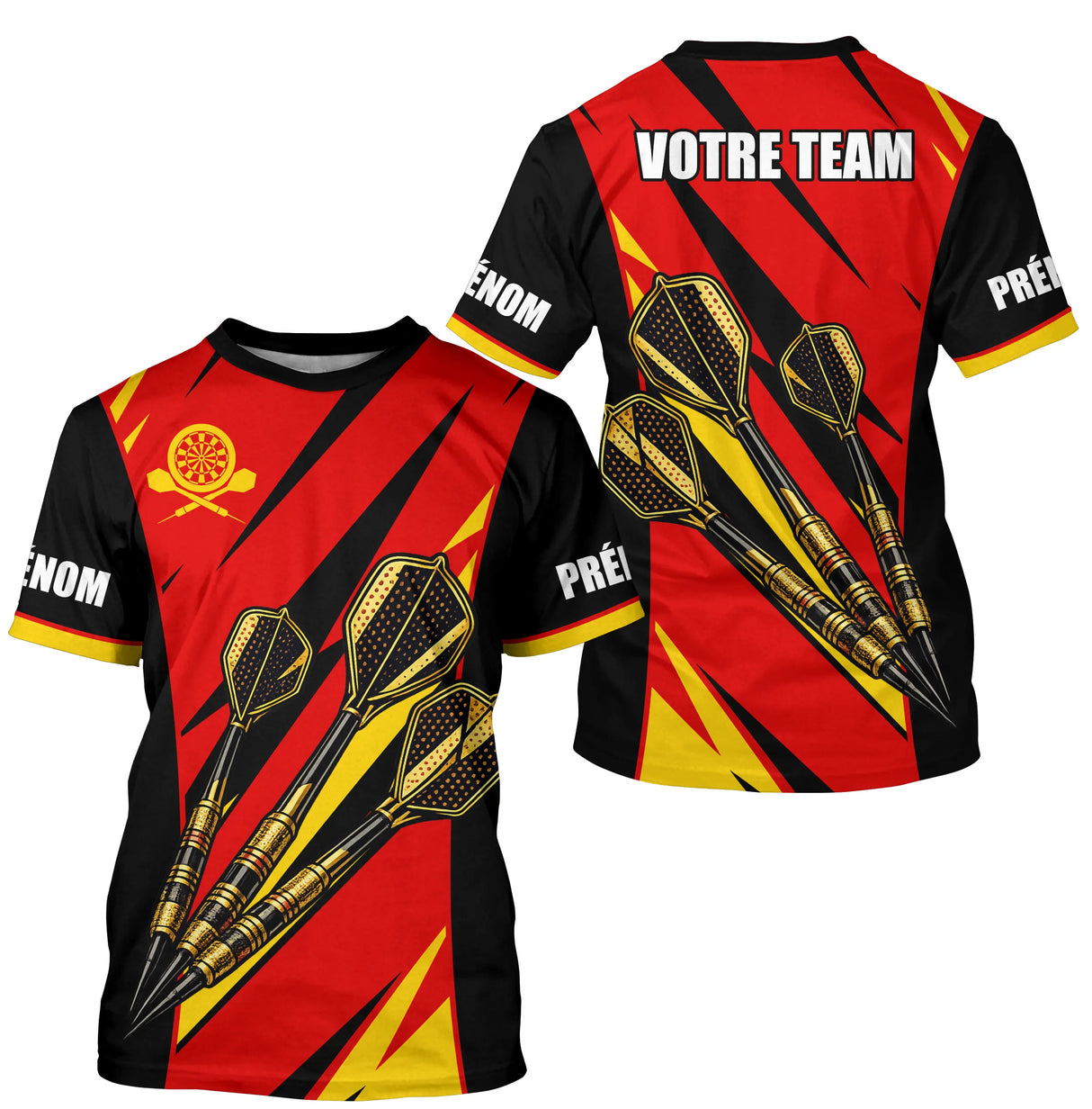 Polo Fléchettes Personnalisé – Design Rouge & Noir Gold Édition - T-Shirt Homme