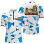 Polo Fléchettes Personnalisé – Design Triangles Bleu Marine - Polo Zippé Homme