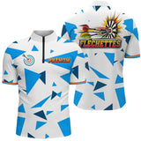 Polo Fléchettes Personnalisé – Design Triangles Bleu Marine - Polo Zippé Homme