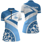 Polo Fléchettes Personnalisé – Design Étoilé Bleu Ciel - Polo Zippé Femme