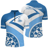 Polo Fléchettes Personnalisé – Design Étoilé Bleu Ciel - Polo Zippé Homme