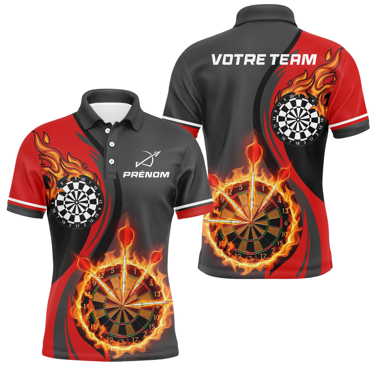 Polo Fléchettes Personnalisé – Esprit Champion Rouge & Noir - Polo Homme