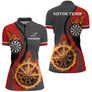 Polo Fléchettes Personnalisé – Esprit Champion Rouge & Noir - Polo Zippé Femme