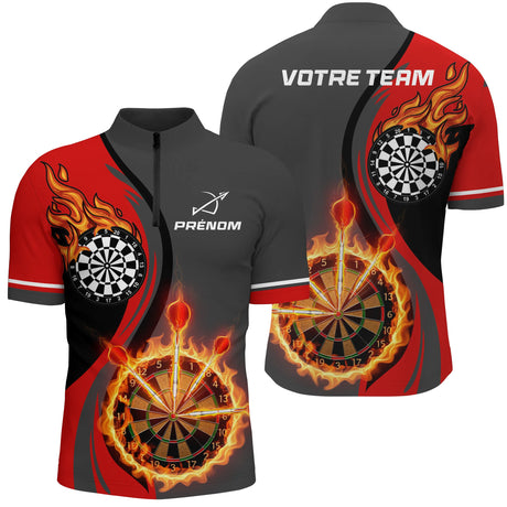 Polo Fléchettes Personnalisé – Esprit Champion Rouge & Noir - Polo Zippé Homme