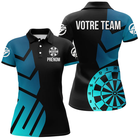Polo Fléchettes Personnalisé – Géométrique Bleu Turquoise - Polo Femme