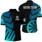 Polo Fléchettes Personnalisé – Géométrique Bleu Turquoise - Polo Zippé Homme