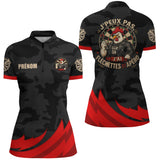 Polo Fléchettes Personnalisé Gaulois – Coq Rebelle Noir & Rouge - Polo Zippé Femme