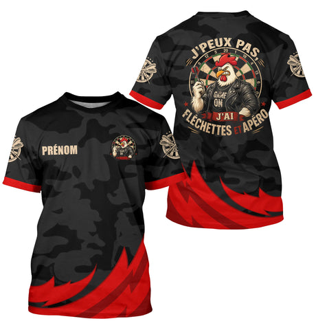 Polo Fléchettes Personnalisé Gaulois – Coq Rebelle Noir & Rouge - T-Shirt Homme