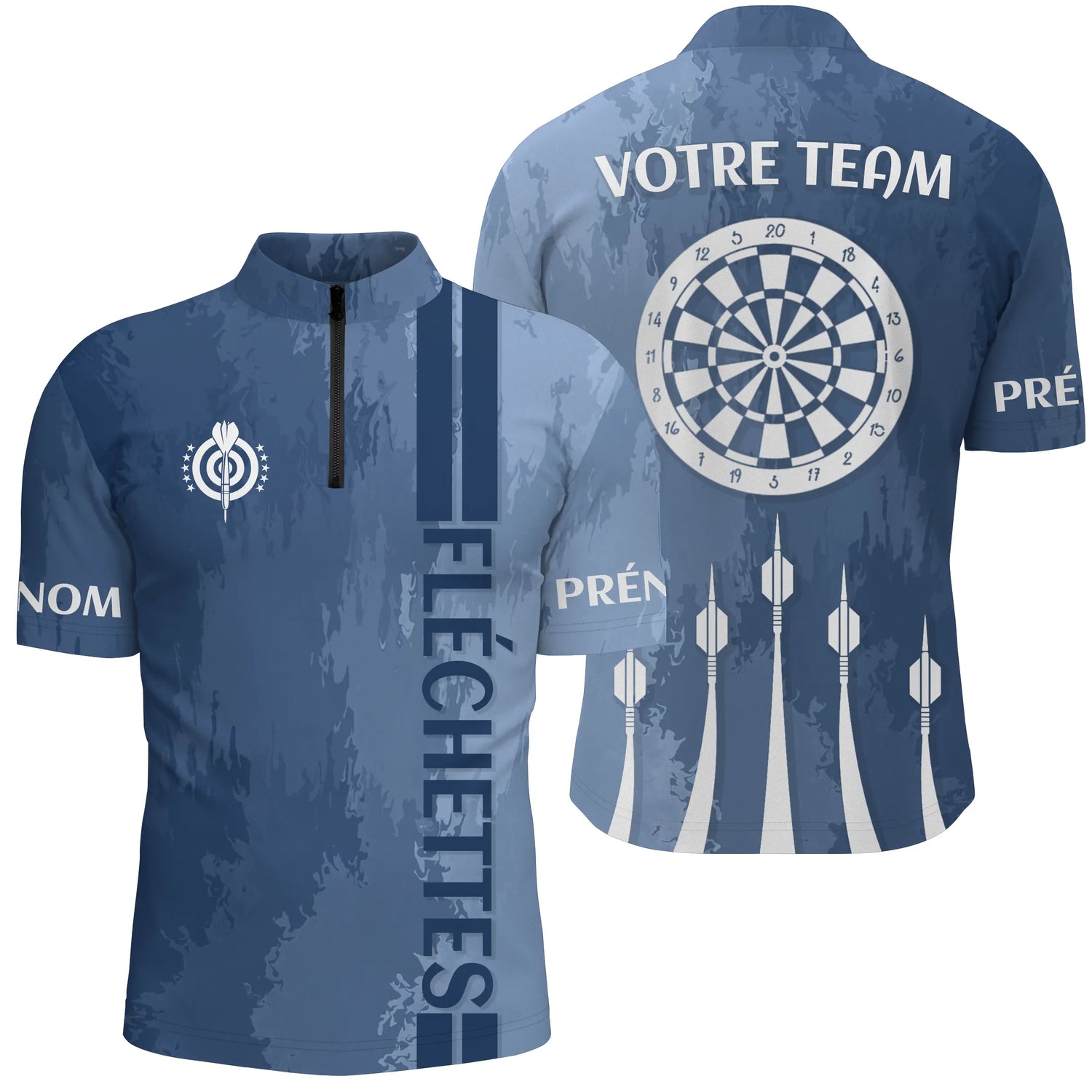 Polo Fléchettes Personnalisé – Maillot d’Équipe Premium - Polo Zippé Homme