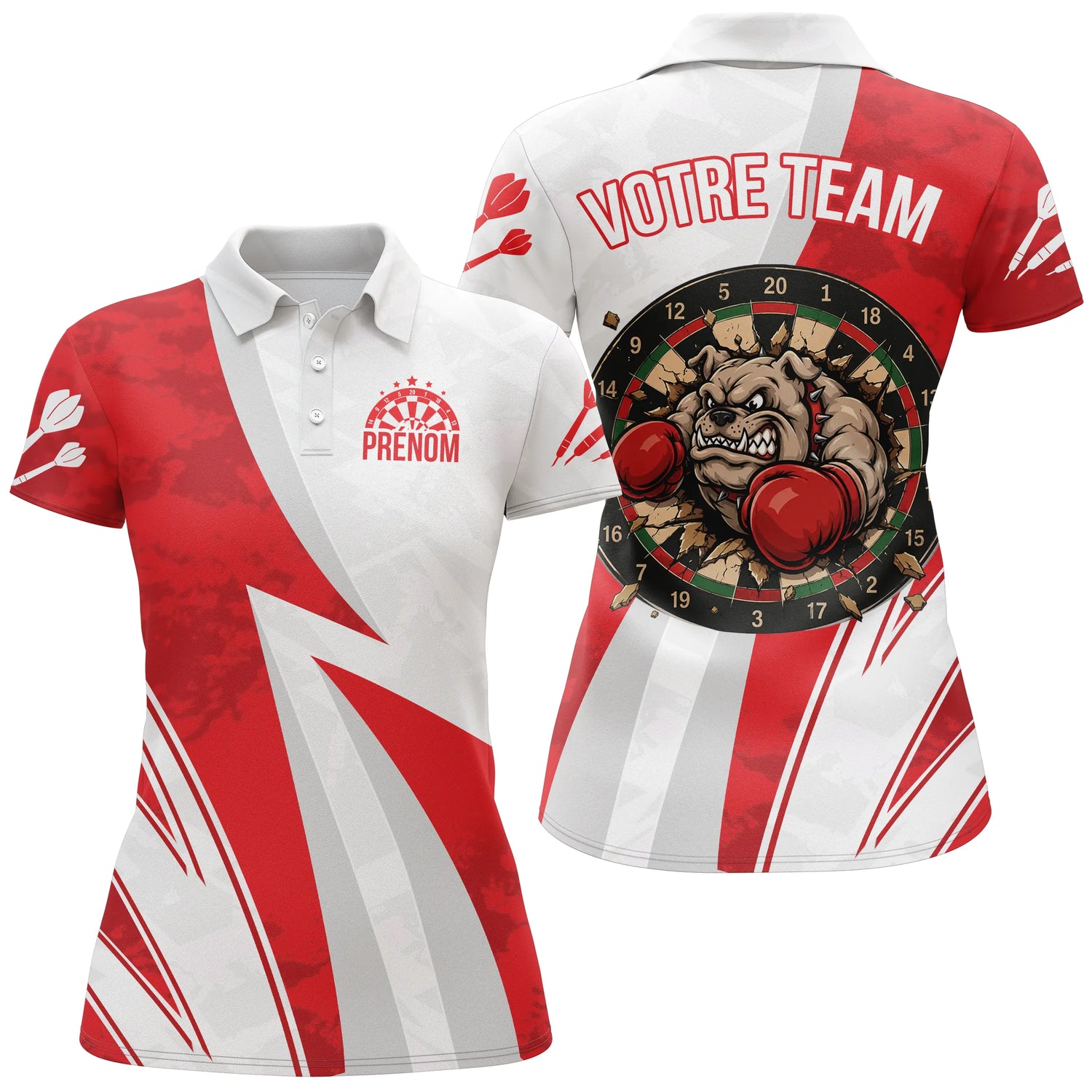 Polo Fléchettes Personnalisé – Maillot Équipe Bulldog - Polo Femme