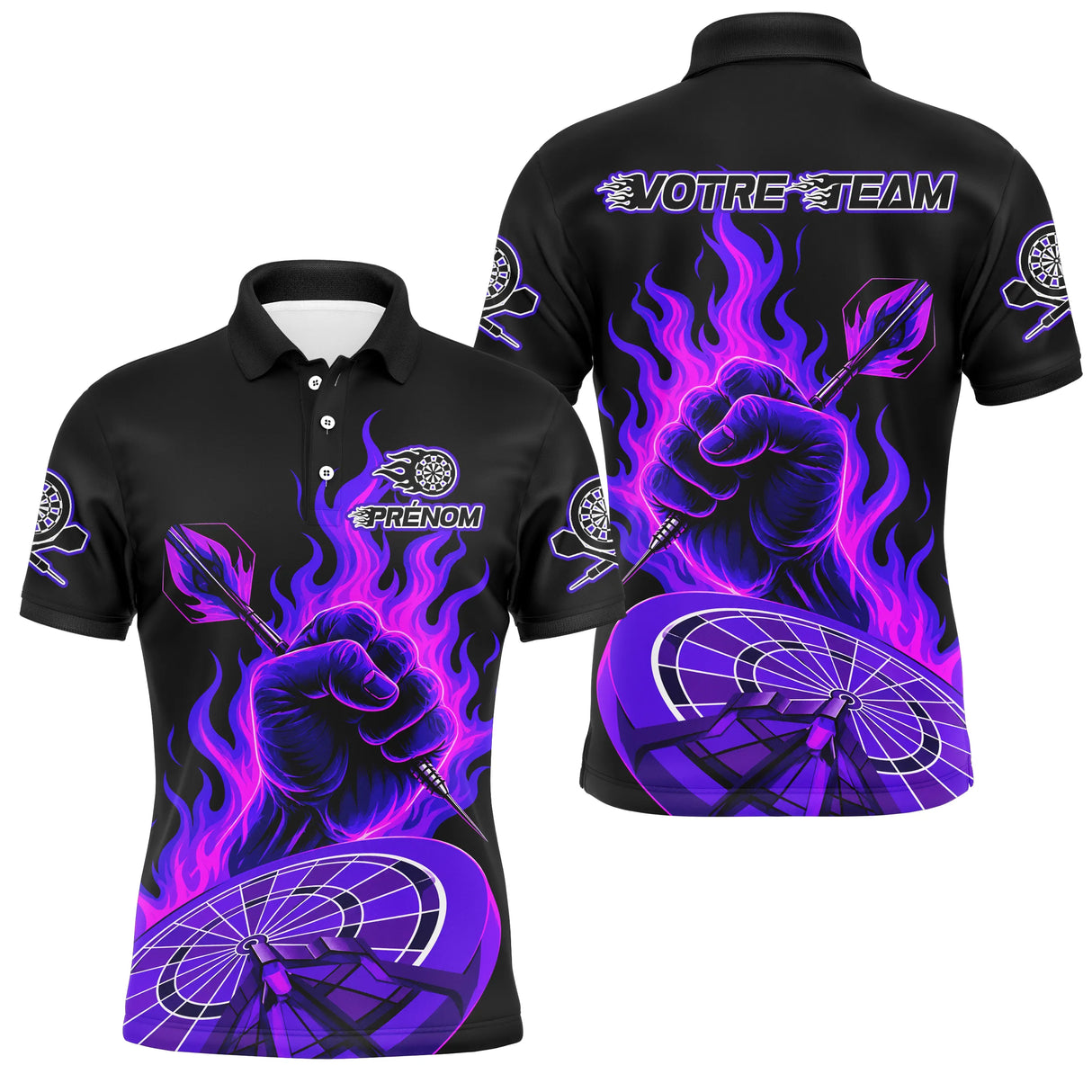 Polo Fléchettes Personnalisé – Main Feu Violette Cible - Polo Homme
