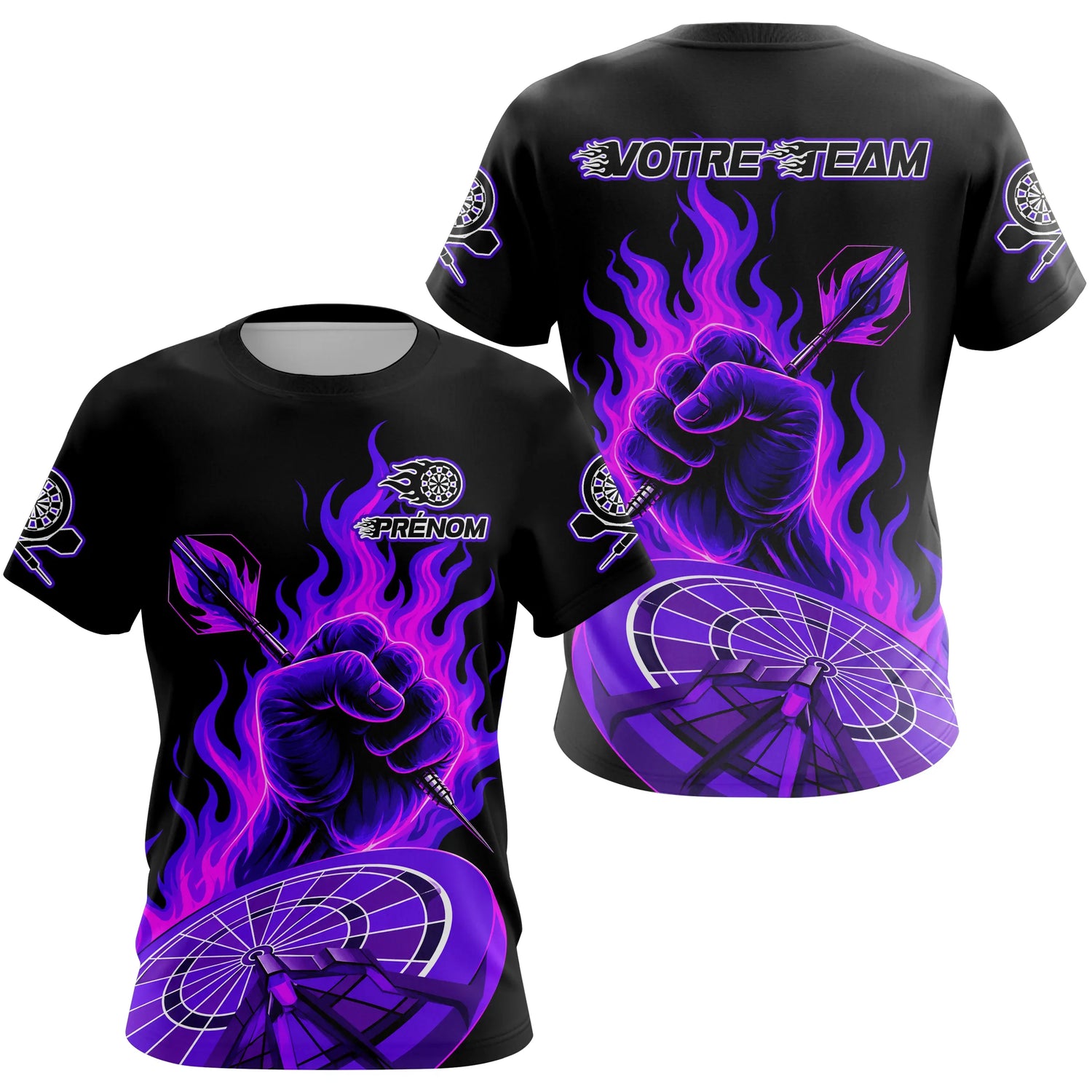 Polo Fléchettes Personnalisé – Main Feu Violette Cible - T-Shirt Femme